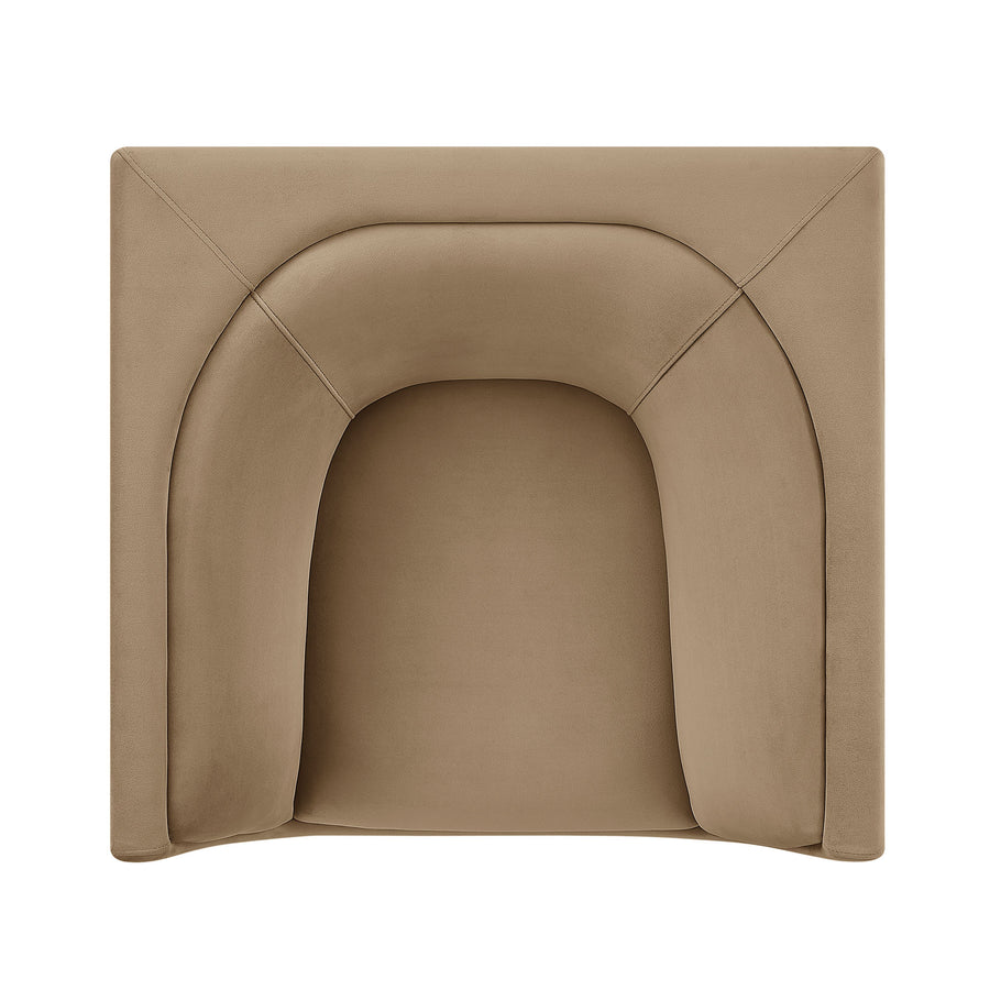 Drift Curved Back Performance Velvet Armchair in Taupe