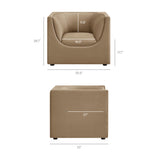 Drift Curved Back Performance Velvet Armchair in Taupe
