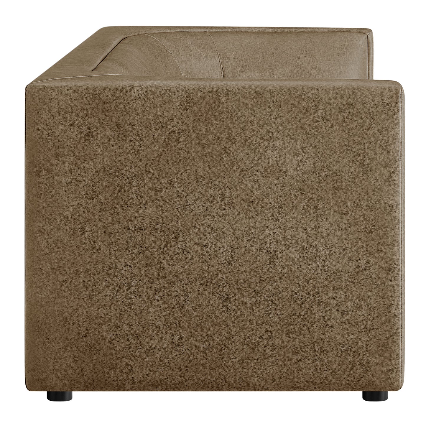 Drift 86" Curved Back Vegan Leather Sofa in Mushroom