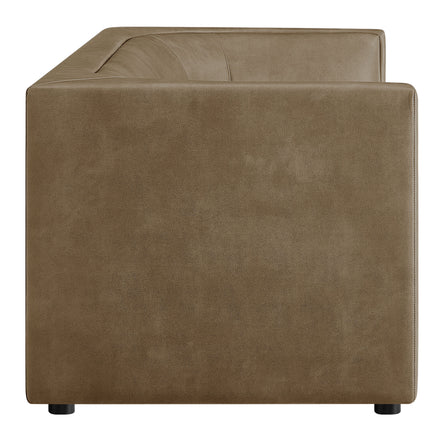 Hilda 86" Curved Back Vegan Leather Sofa in Mushroom