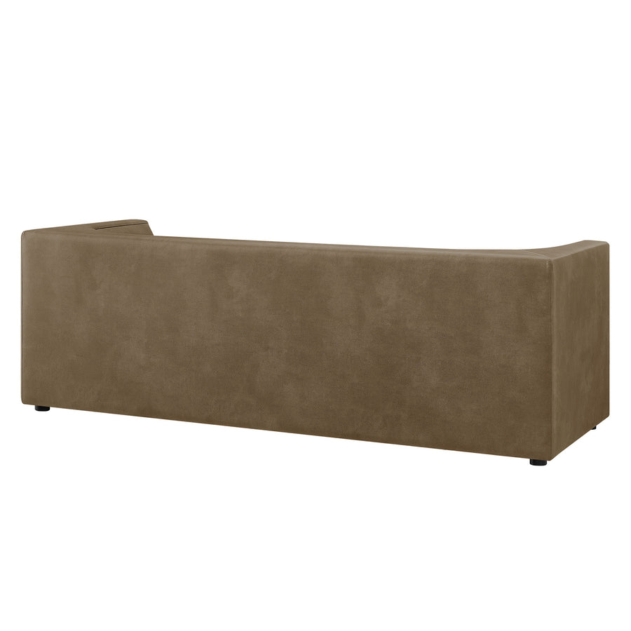 Drift 86" Curved Back Vegan Leather Sofa in Mushroom
