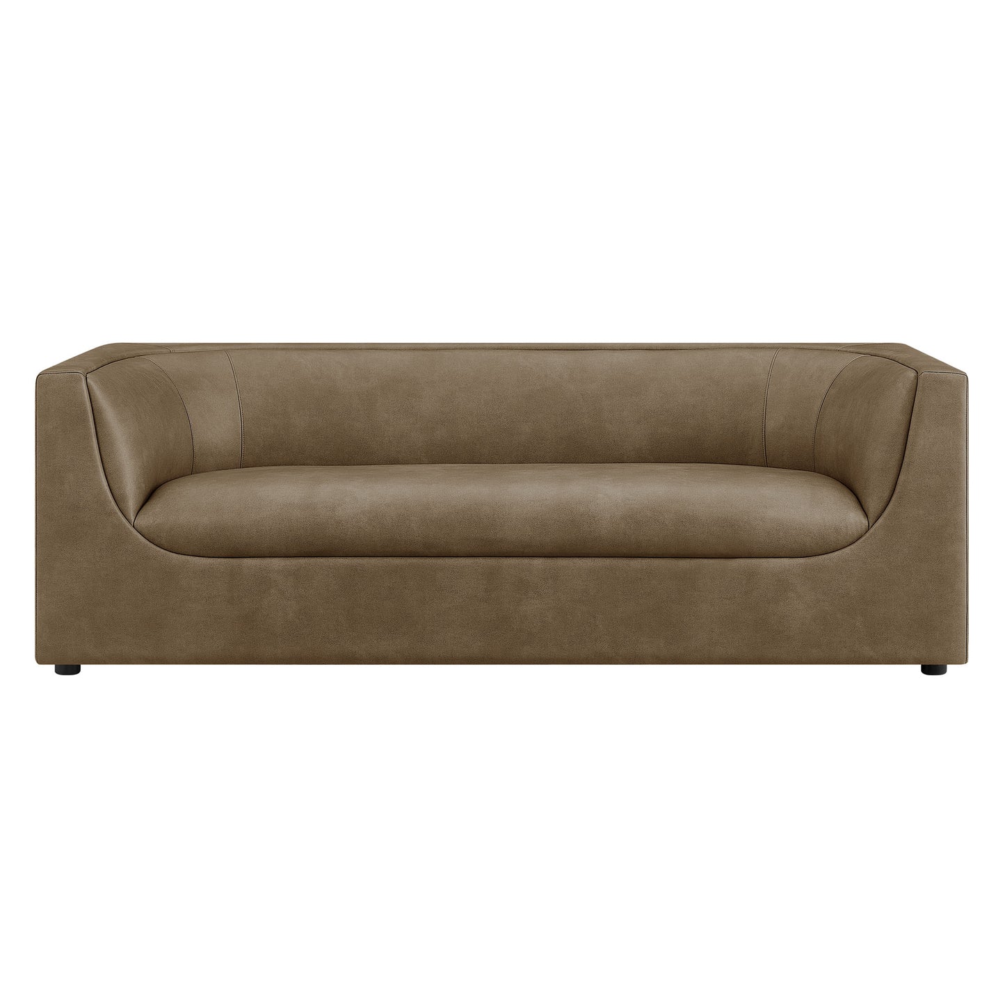 Drift 86" Curved Back Vegan Leather Sofa in Mushroom