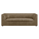 Drift 86" Curved Back Vegan Leather Sofa in Mushroom