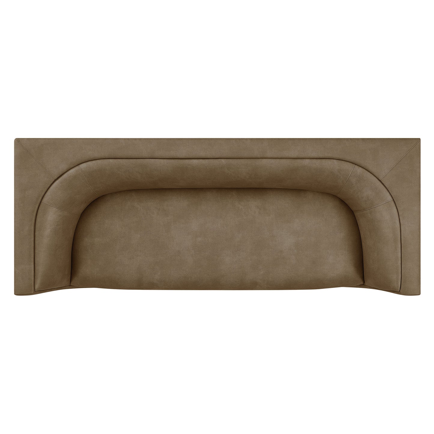 Drift 86" Curved Back Vegan Leather Sofa in Mushroom
