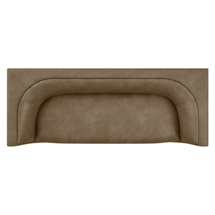 Hilda 86" Curved Back Vegan Leather Sofa in Mushroom