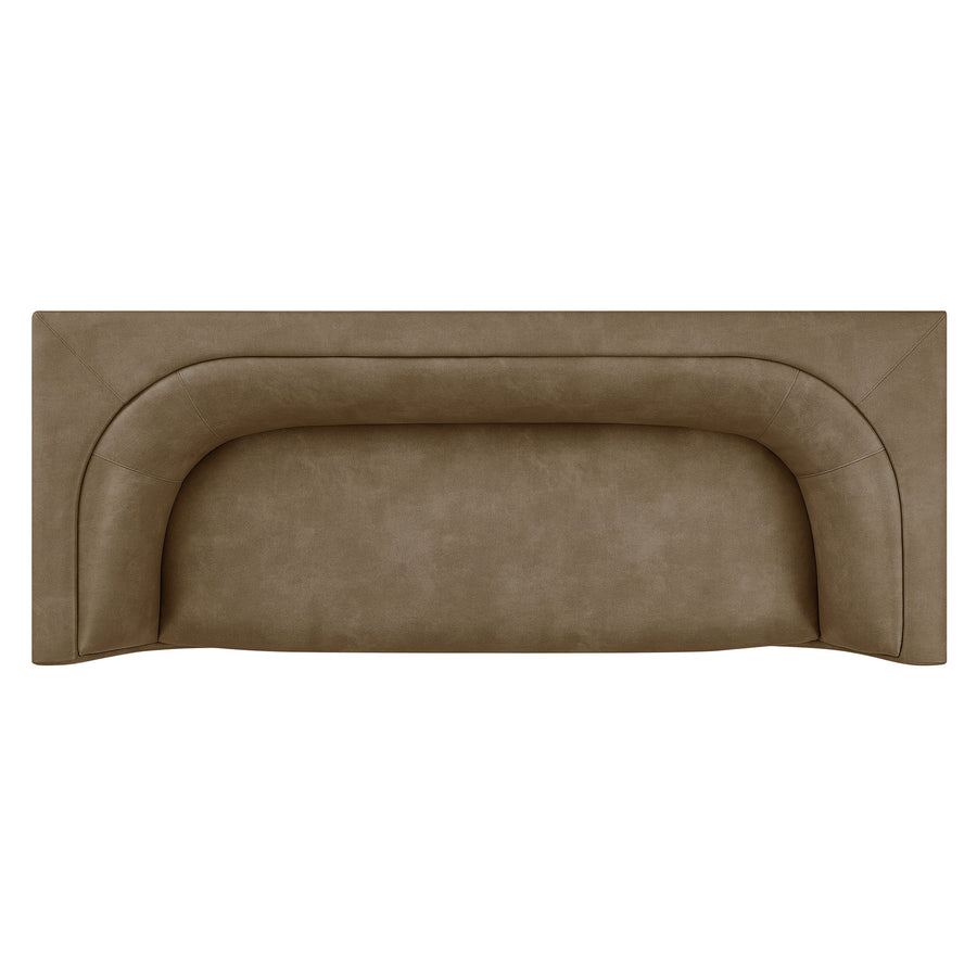 Drift 86" Curved Back Vegan Leather Sofa in Mushroom