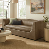 Drift 86" Curved Back Vegan Leather Sofa in Mushroom