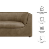 Drift 86" Curved Back Vegan Leather Sofa in Mushroom