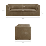 Drift 86" Curved Back Vegan Leather Sofa in Mushroom