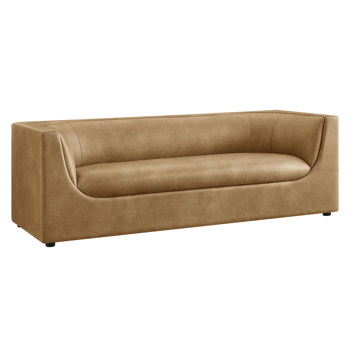 Drift 86" Curved Back Vegan Leather Sofa in Toast