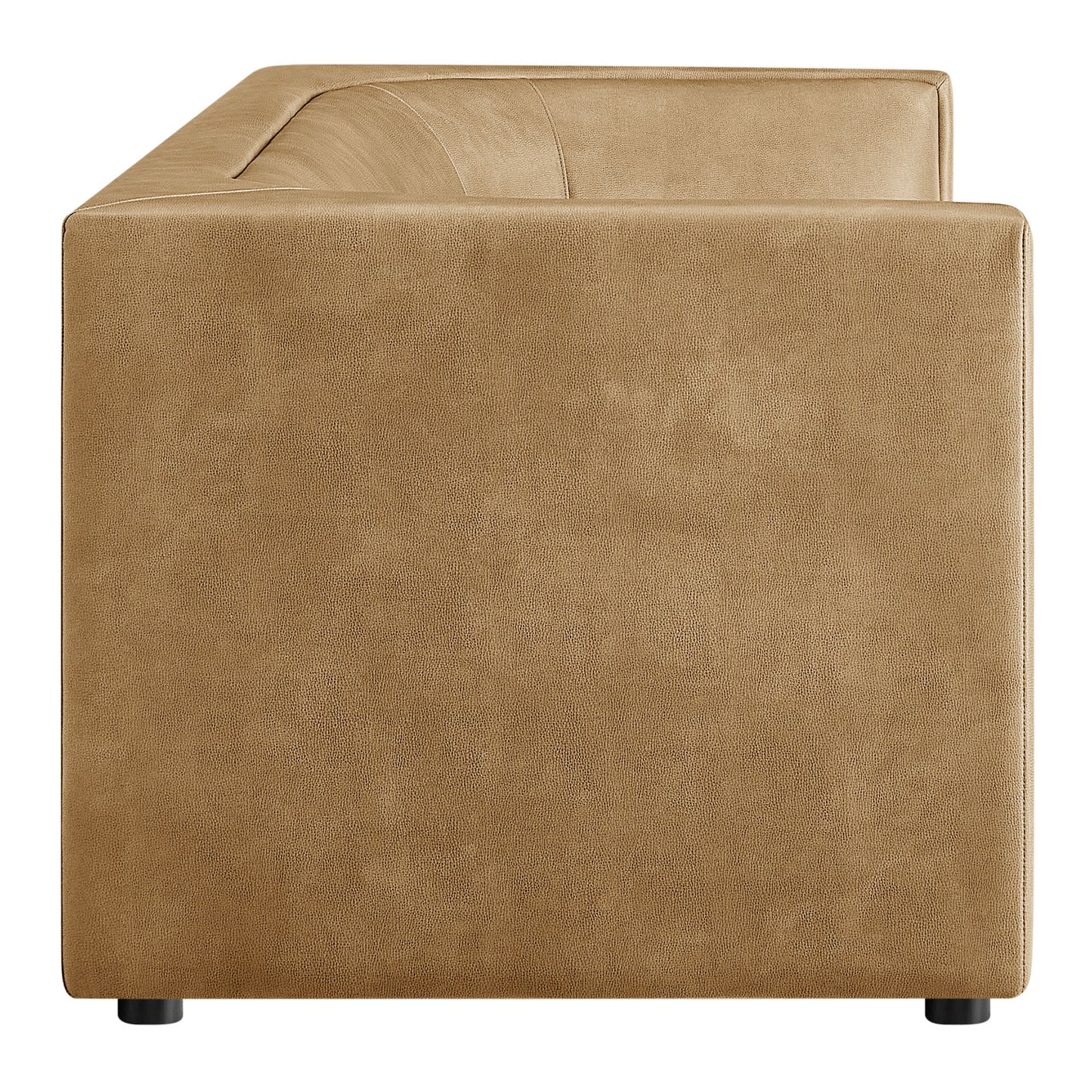 Drift 86" Curved Back Vegan Leather Sofa in Toast