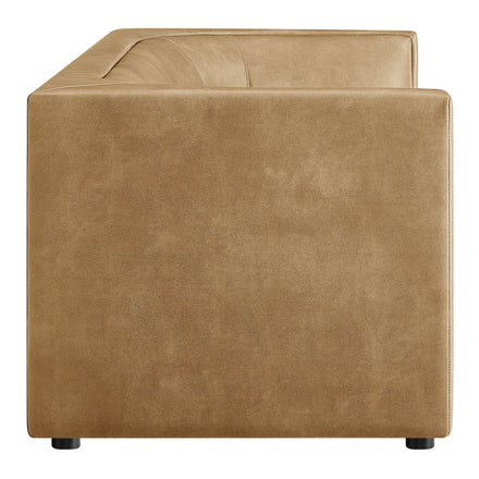 Hilda 86" Curved Back Vegan Leather Sofa in Toast
