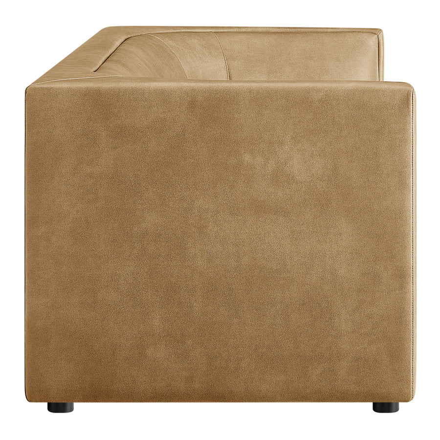 Drift 86" Curved Back Vegan Leather Sofa in Toast