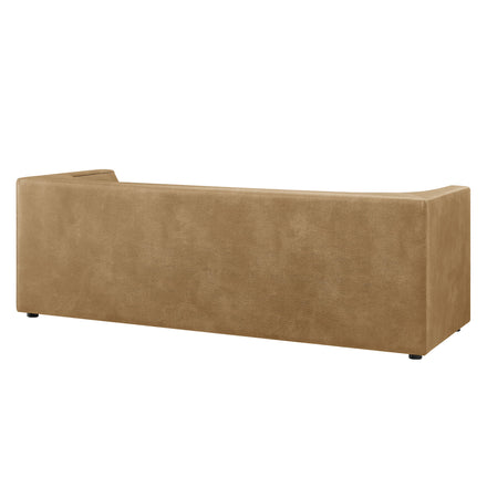 Hilda 86" Curved Back Vegan Leather Sofa in Toast
