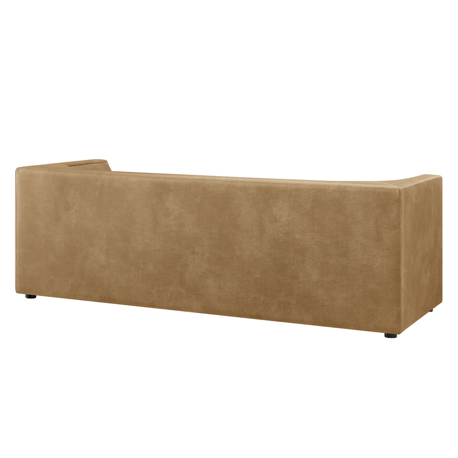 Drift 86" Curved Back Vegan Leather Sofa in Toast