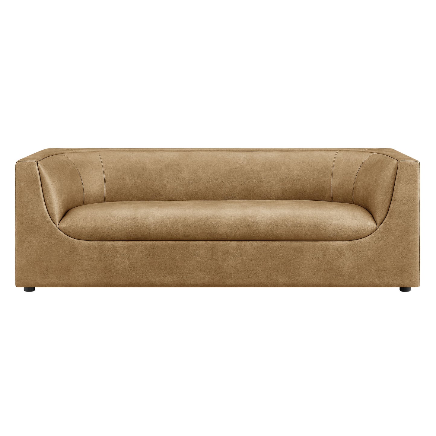 Drift 86" Curved Back Vegan Leather Sofa in Toast