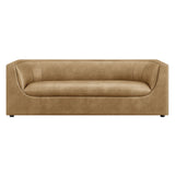 Drift 86" Curved Back Vegan Leather Sofa in Toast