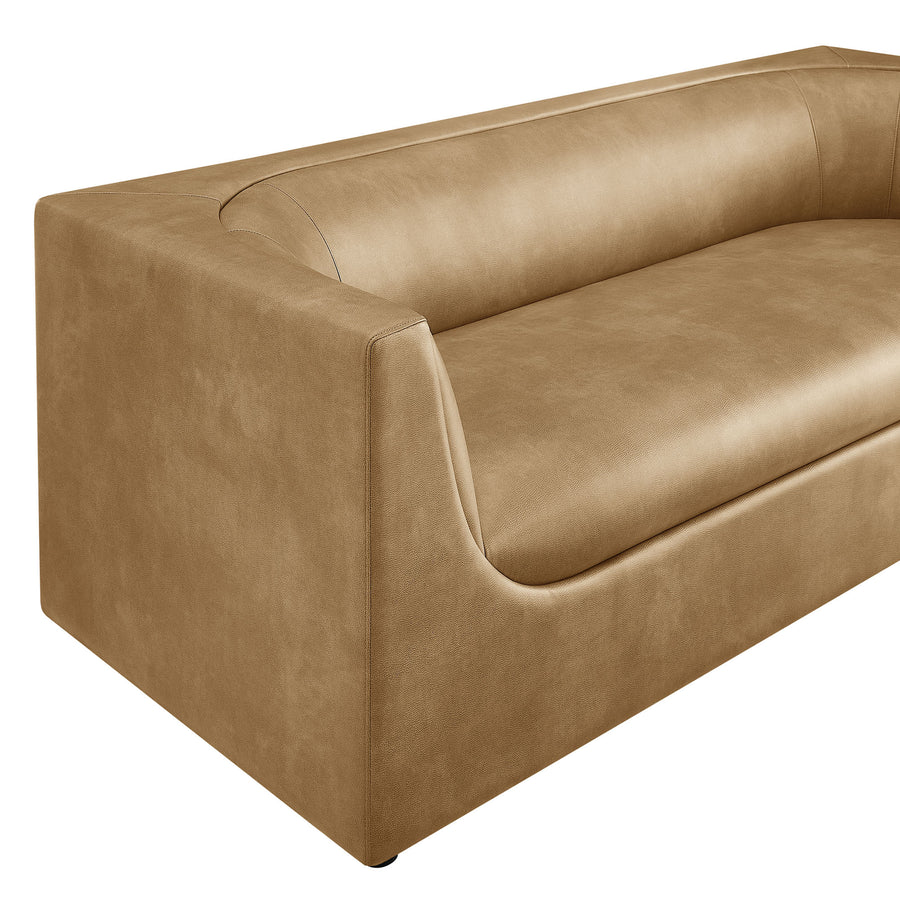 Drift 86" Curved Back Vegan Leather Sofa in Toast