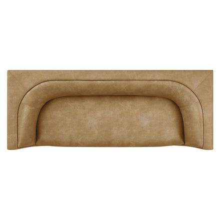 Hilda 86" Curved Back Vegan Leather Sofa in Toast