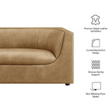 Drift 86" Curved Back Vegan Leather Sofa in Toast