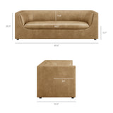 Drift 86" Curved Back Vegan Leather Sofa in Toast