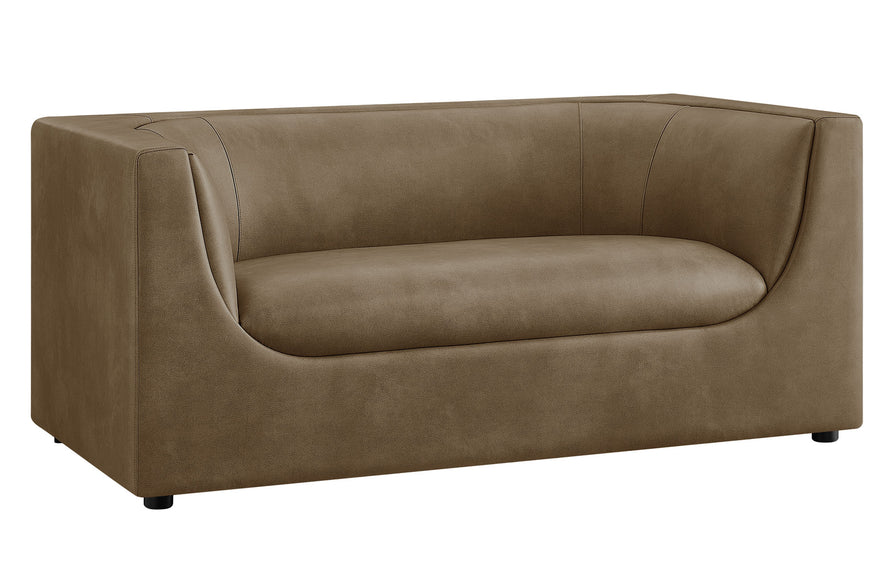 Drift 67" Curved Back Vegan Leather Loveseat in Mushroom