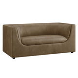 Drift 67" Curved Back Vegan Leather Loveseat in Mushroom
