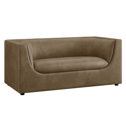 Hilda 67" Curved Back Vegan Leather Loveseat in Mushroom