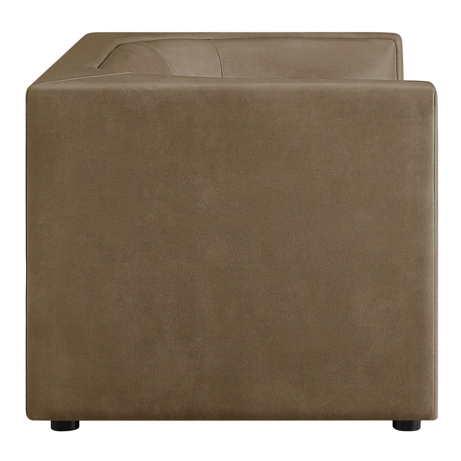 Drift 67" Curved Back Vegan Leather Loveseat in Mushroom