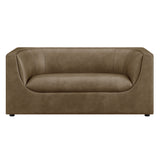 Drift 67" Curved Back Vegan Leather Loveseat in Mushroom
