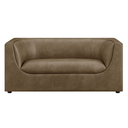 Hilda 67" Curved Back Vegan Leather Loveseat in Mushroom
