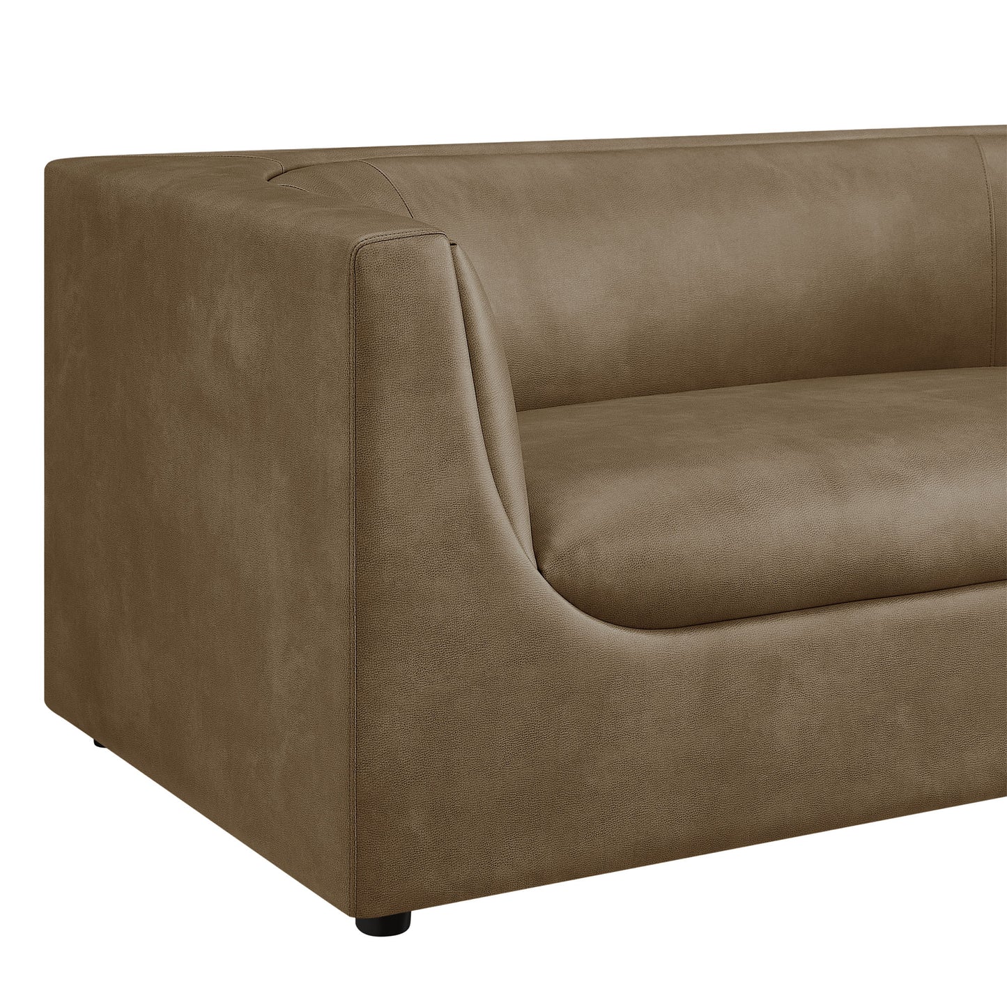 Drift 67" Curved Back Vegan Leather Loveseat in Mushroom