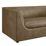 Drift 67" Curved Back Vegan Leather Loveseat in Mushroom