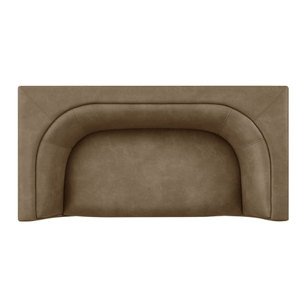 Hilda 67" Curved Back Vegan Leather Loveseat in Mushroom
