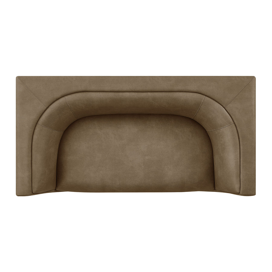 Drift 67" Curved Back Vegan Leather Loveseat in Mushroom