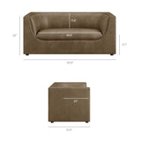 Drift 67" Curved Back Vegan Leather Loveseat in Mushroom