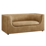 Drift 67" Curved Back Vegan Leather Loveseat in Toast