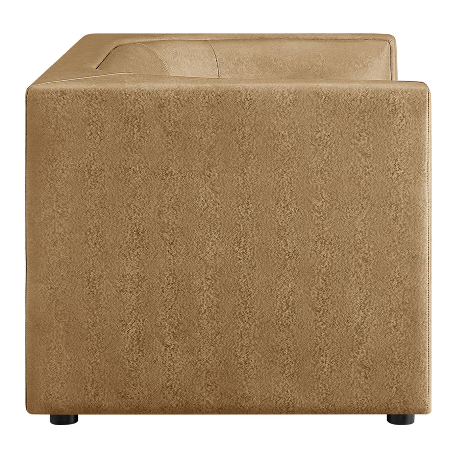 Drift 67" Curved Back Vegan Leather Loveseat in Toast