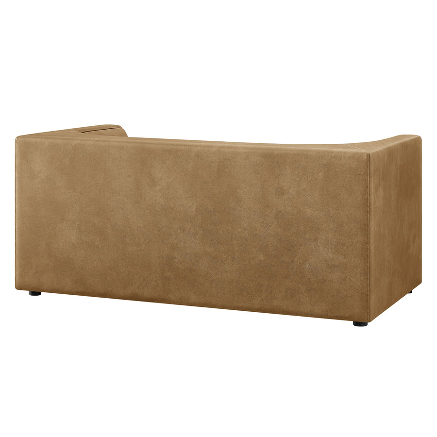 Drift 67" Curved Back Vegan Leather Loveseat in Toast