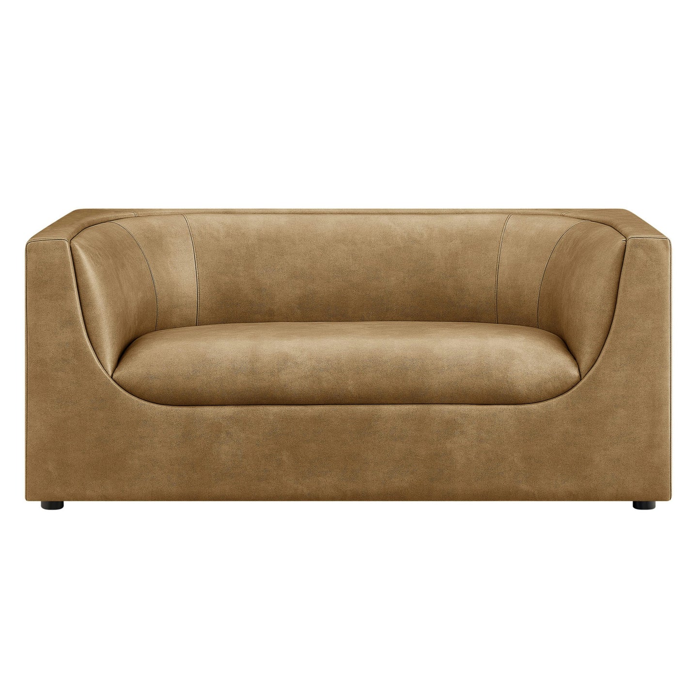 Drift 67" Curved Back Vegan Leather Loveseat in Toast