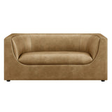 Drift 67" Curved Back Vegan Leather Loveseat in Toast