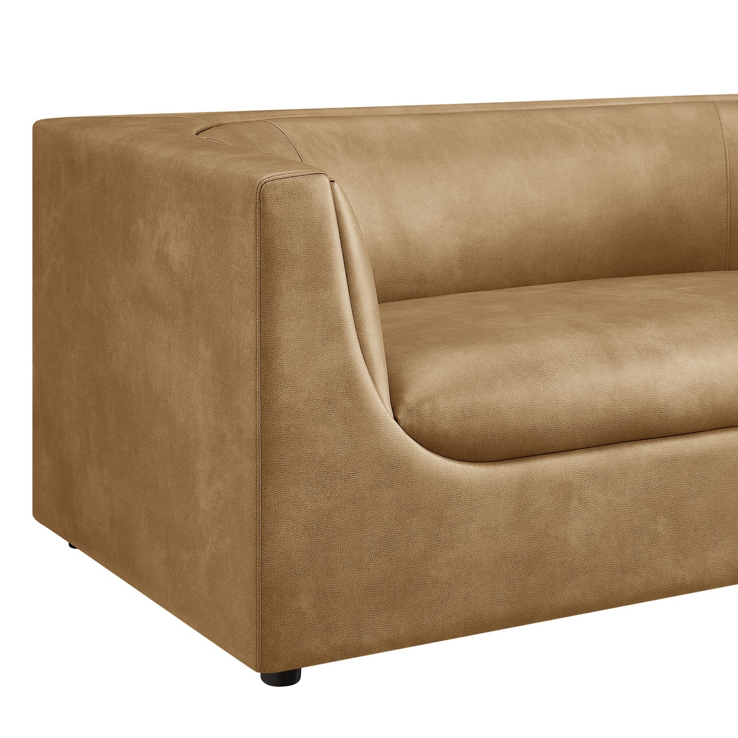 Drift 67" Curved Back Vegan Leather Loveseat in Toast