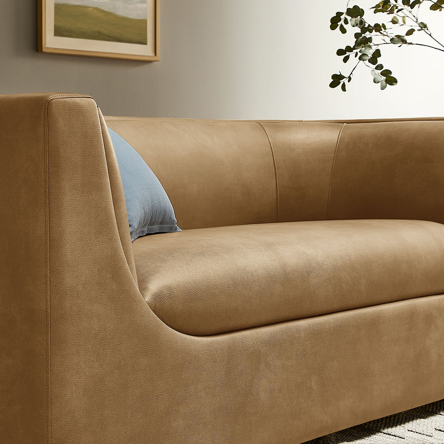 Drift 67" Curved Back Vegan Leather Loveseat in Toast