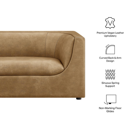 Hilda 67" Curved Back Vegan Leather Loveseat in Toast