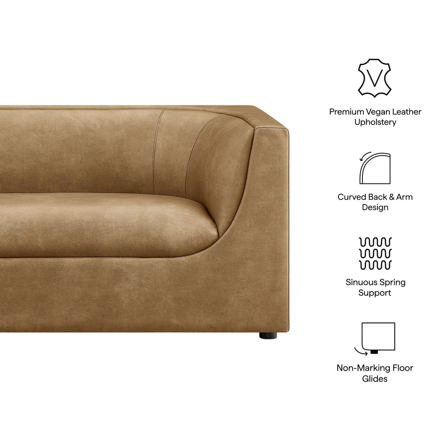 Drift 67" Curved Back Vegan Leather Loveseat in Toast