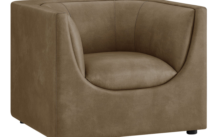 Drift Curved Back Vegan Leather Armchair in Mushroom