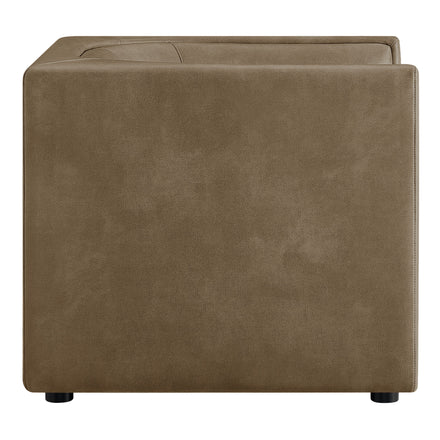 Hilda Curved Back Vegan Leather Armchair in Mushroom