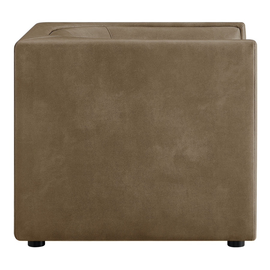 Drift Curved Back Vegan Leather Armchair in Mushroom