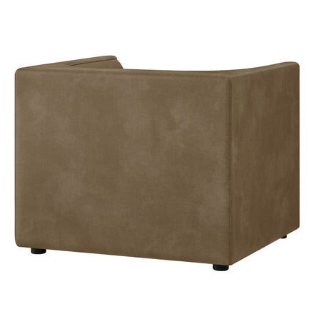 Hilda Curved Back Vegan Leather Armchair in Mushroom