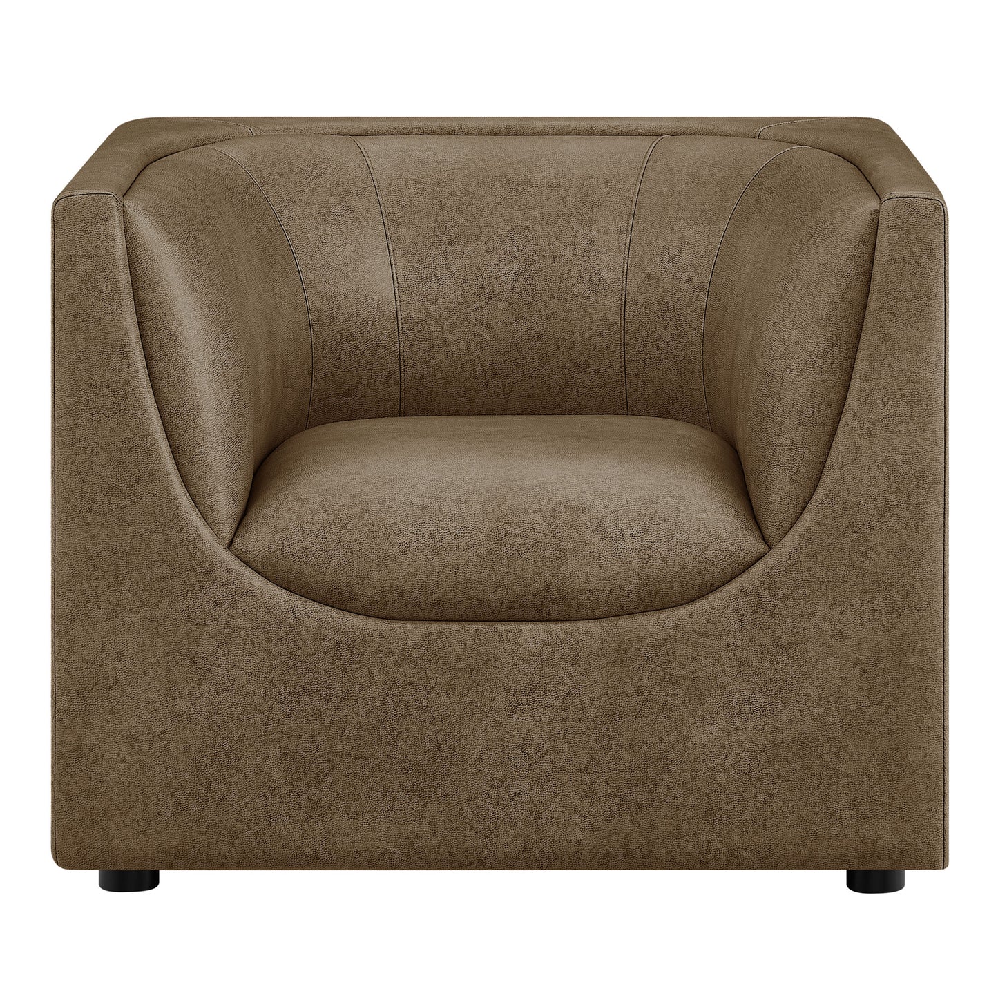 Drift Curved Back Vegan Leather Armchair in Mushroom